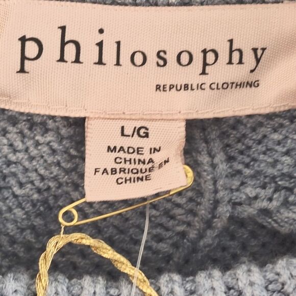 NWT Philosophy Preppy Cozy Chunky Cable Knit Sweater Pullover Blue L SOFT NEW - Picture 4 of 15